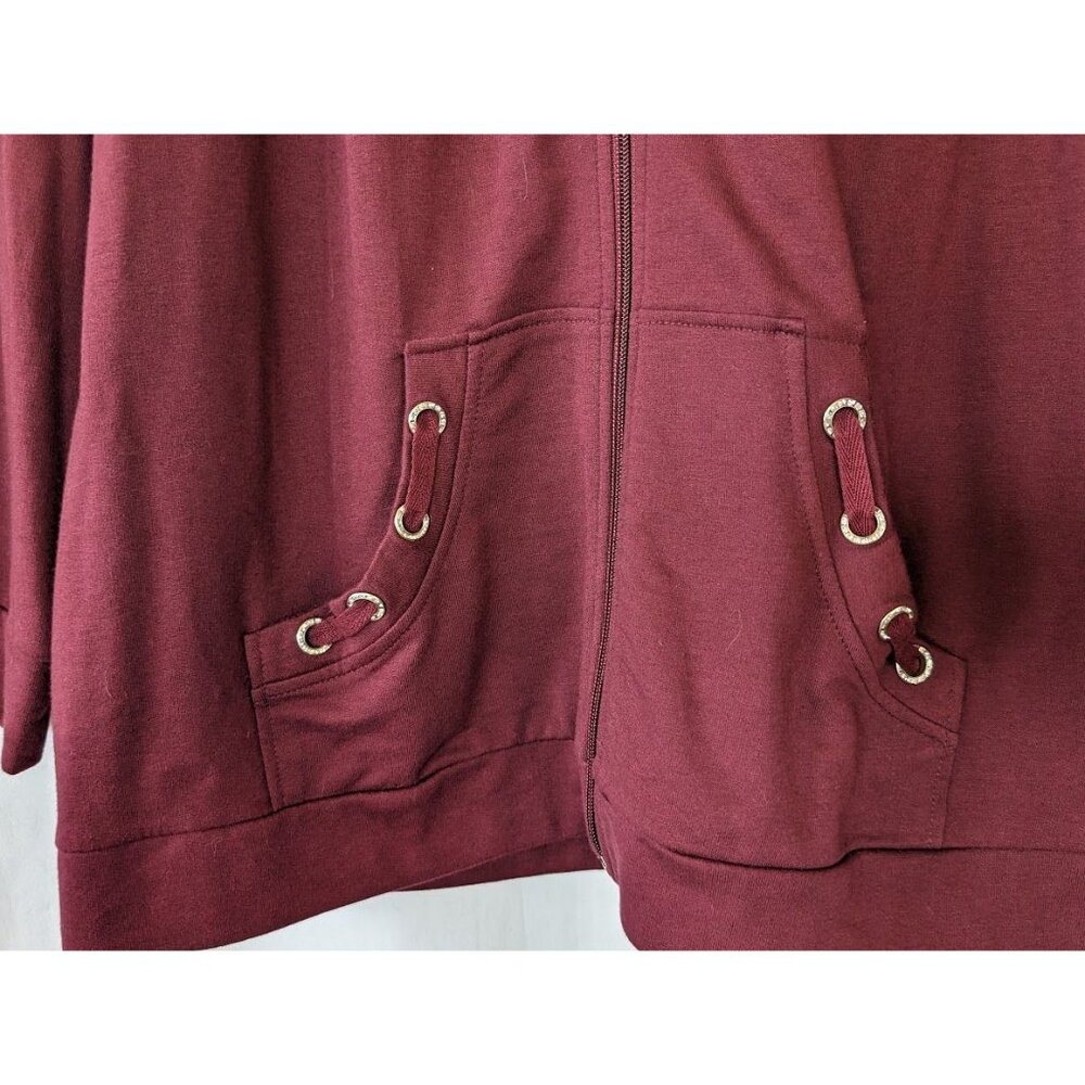 Quacker Factory Jacket Women's‎ Size Large Full Zip Embellished Pockets Red NEW - Picture 2 of 5